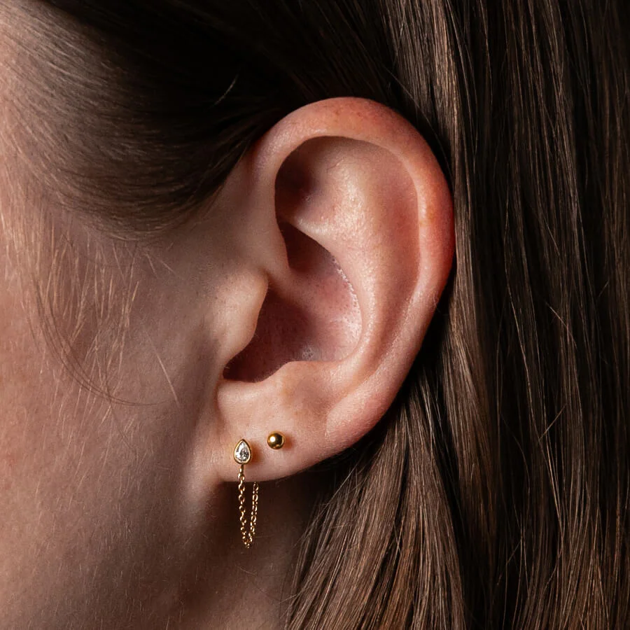 Bezel Pear Chain Nap Earrings - Image 3