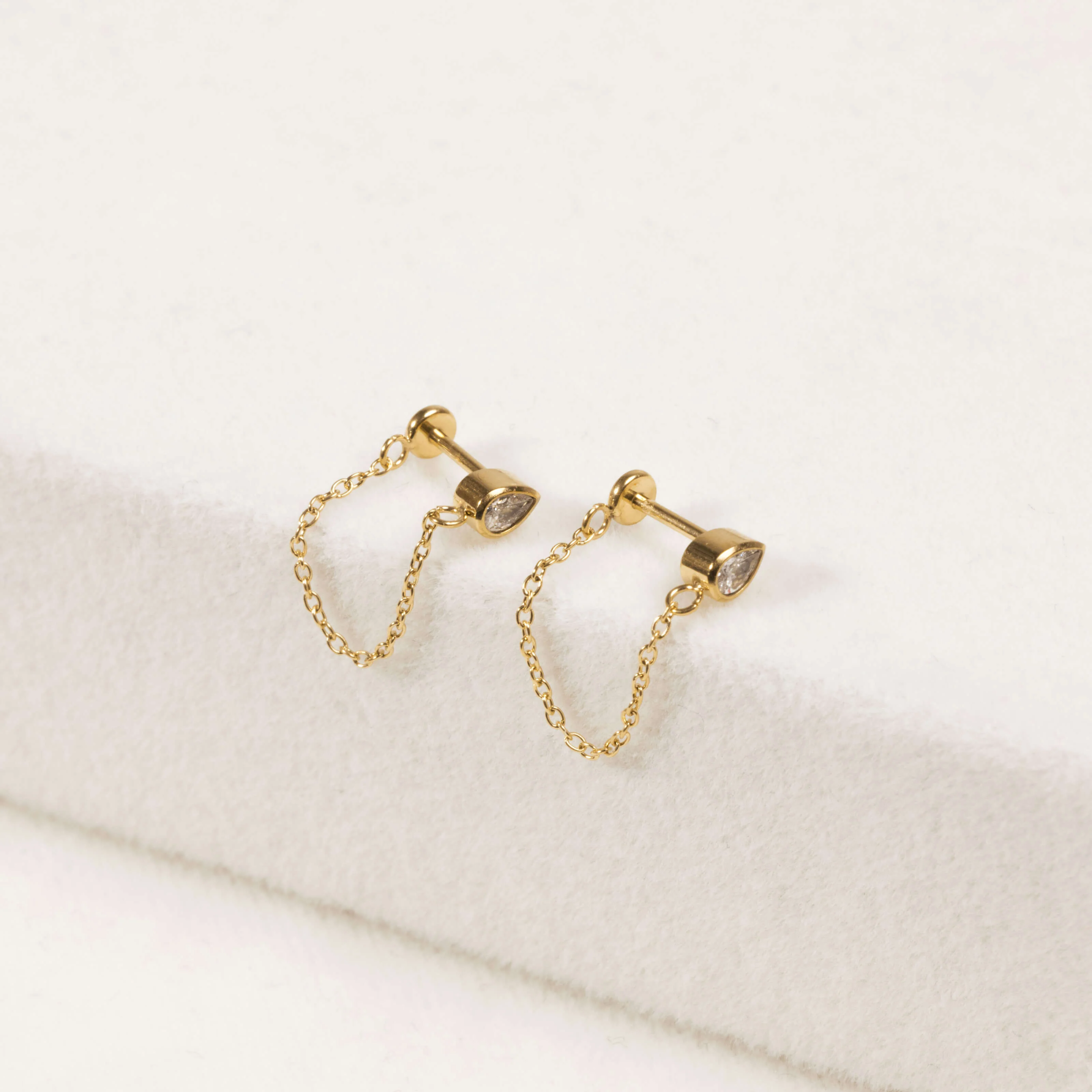 Bezel Pear Chain Nap Earrings - Image 5