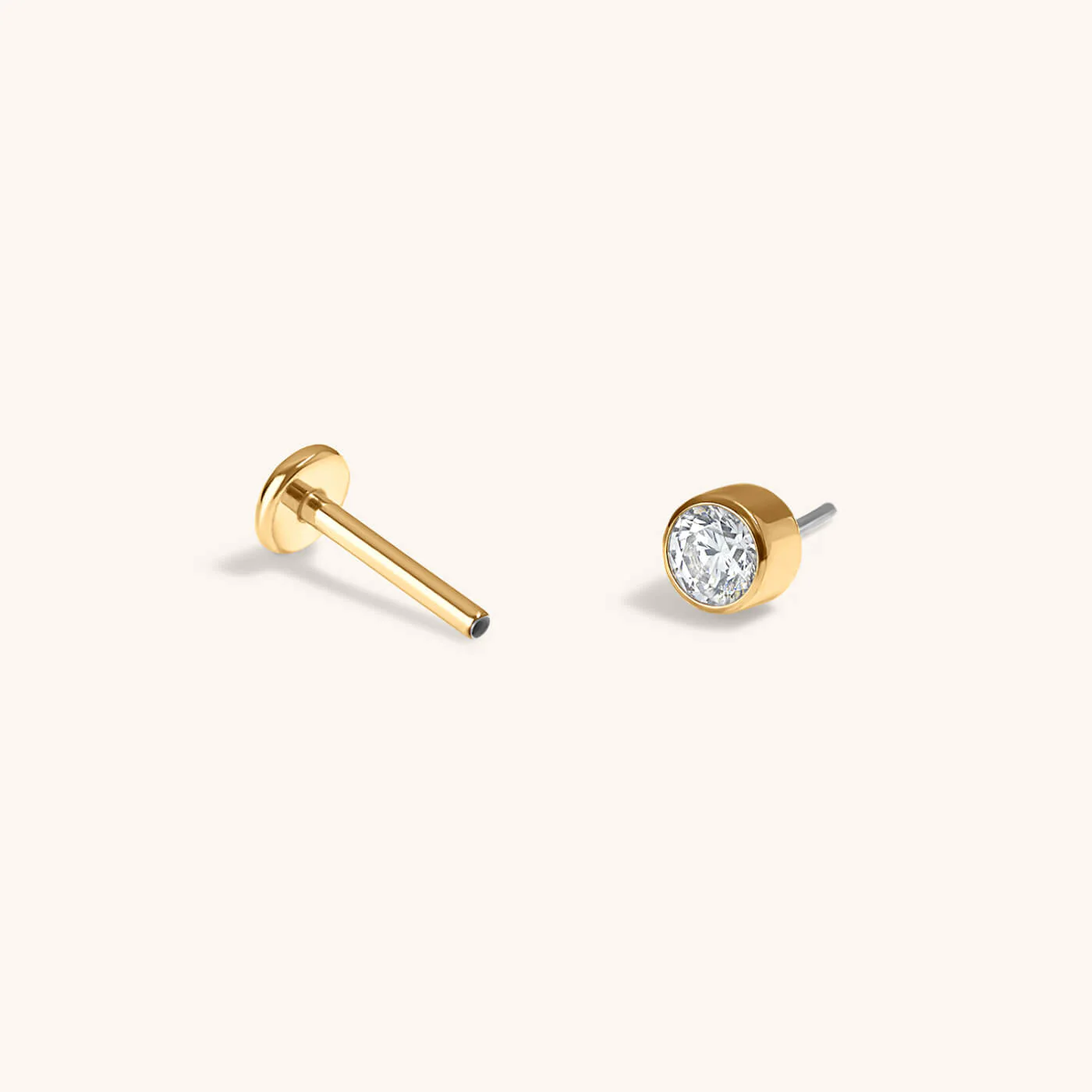 Celestial Crystal Bezel Solitaire Push Pin Flat Back Earring - Image 4