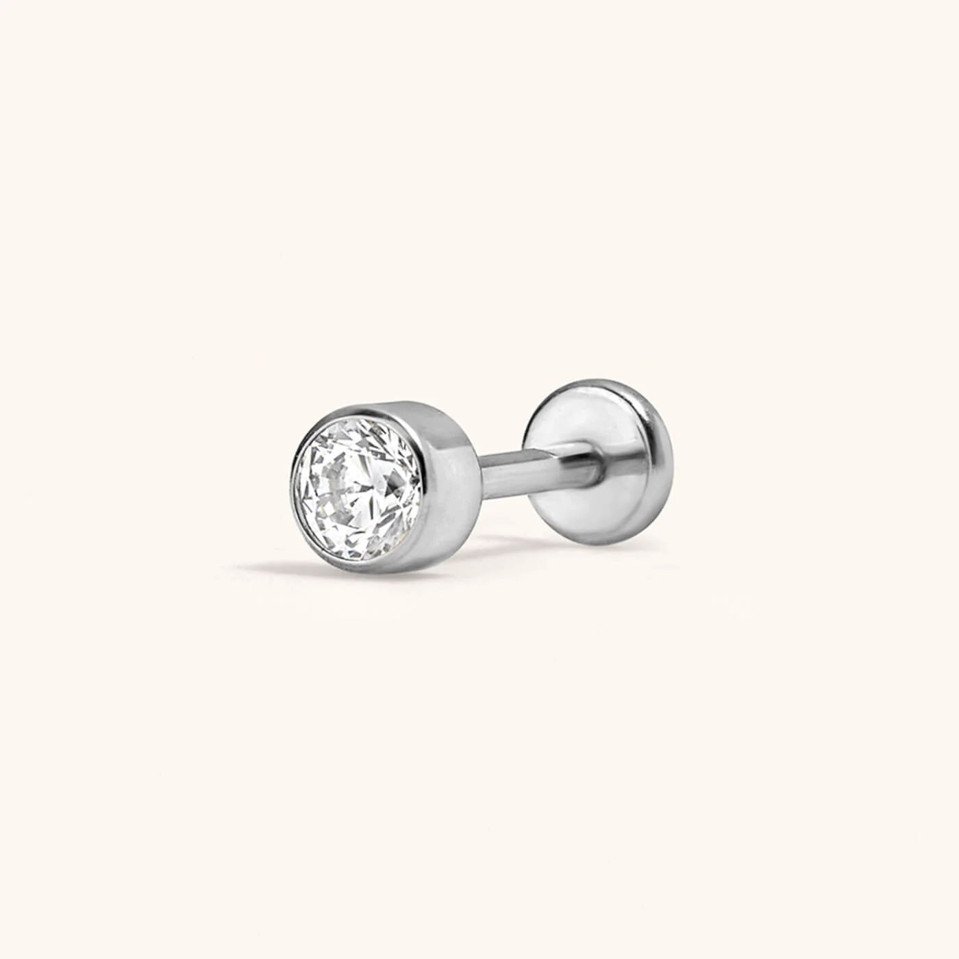Celestial Crystal Bezel Solitaire Push Pin Flat Back Earring - Image 5