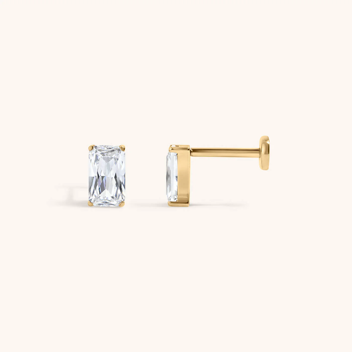 Celestial Crystal Emerald-Cut Nap Earrings, 5mm - Image 4