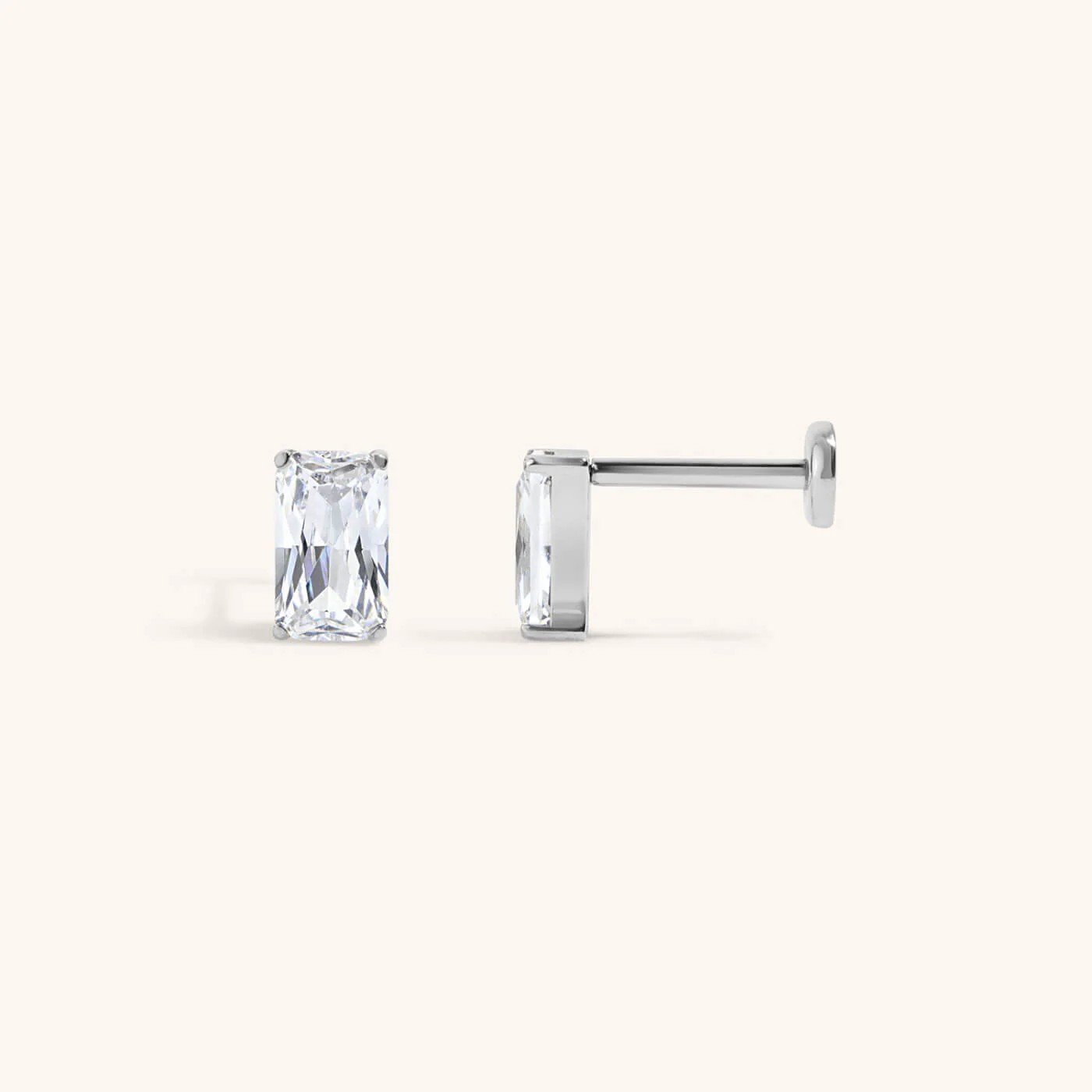 Celestial Crystal Emerald-Cut Nap Earrings, 5mm - Image 5