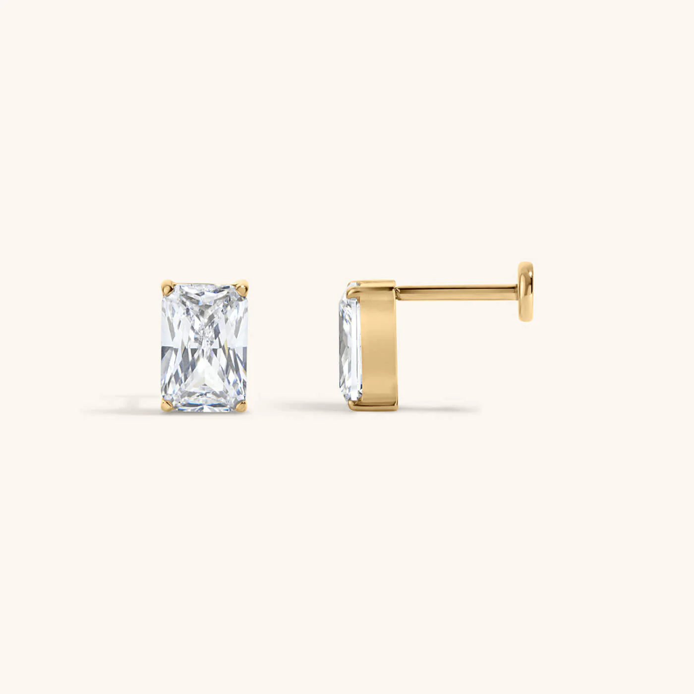 Celestial Crystal Emerald-Cut Nap Earrings, 6mm - Image 5