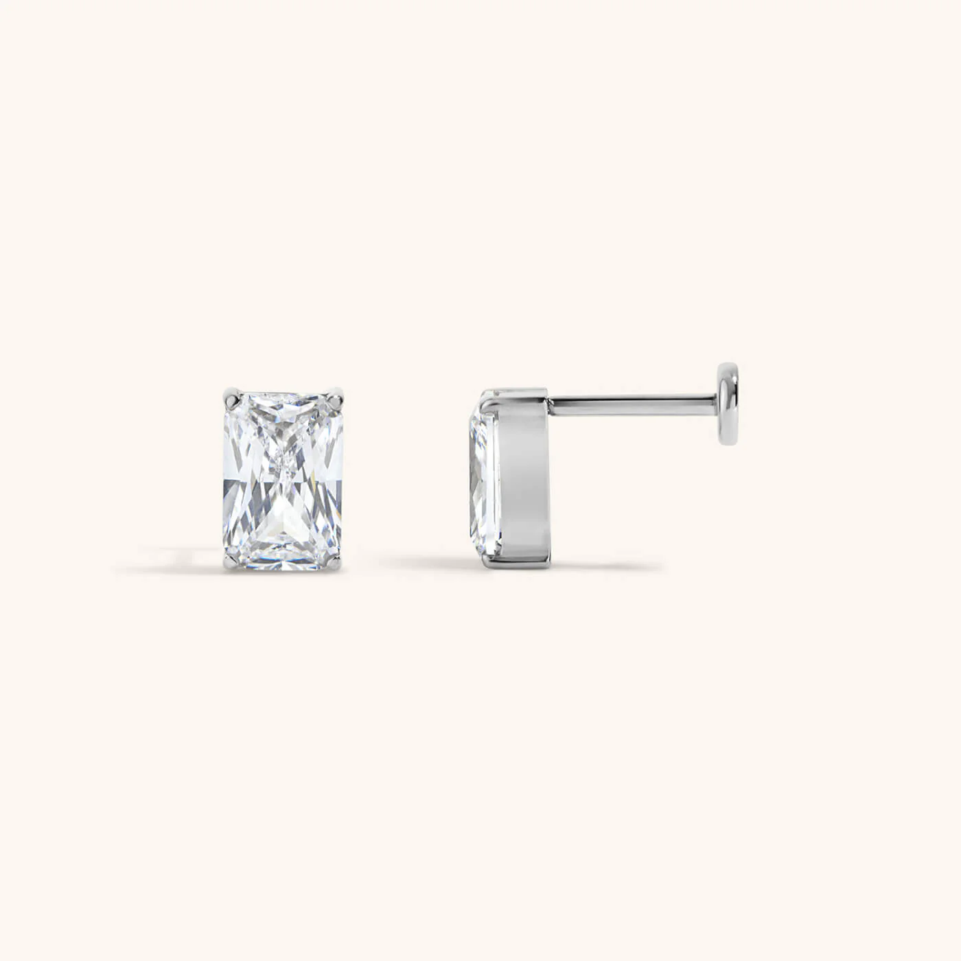 Celestial Crystal Emerald-Cut Nap Earrings, 6mm - Image 6