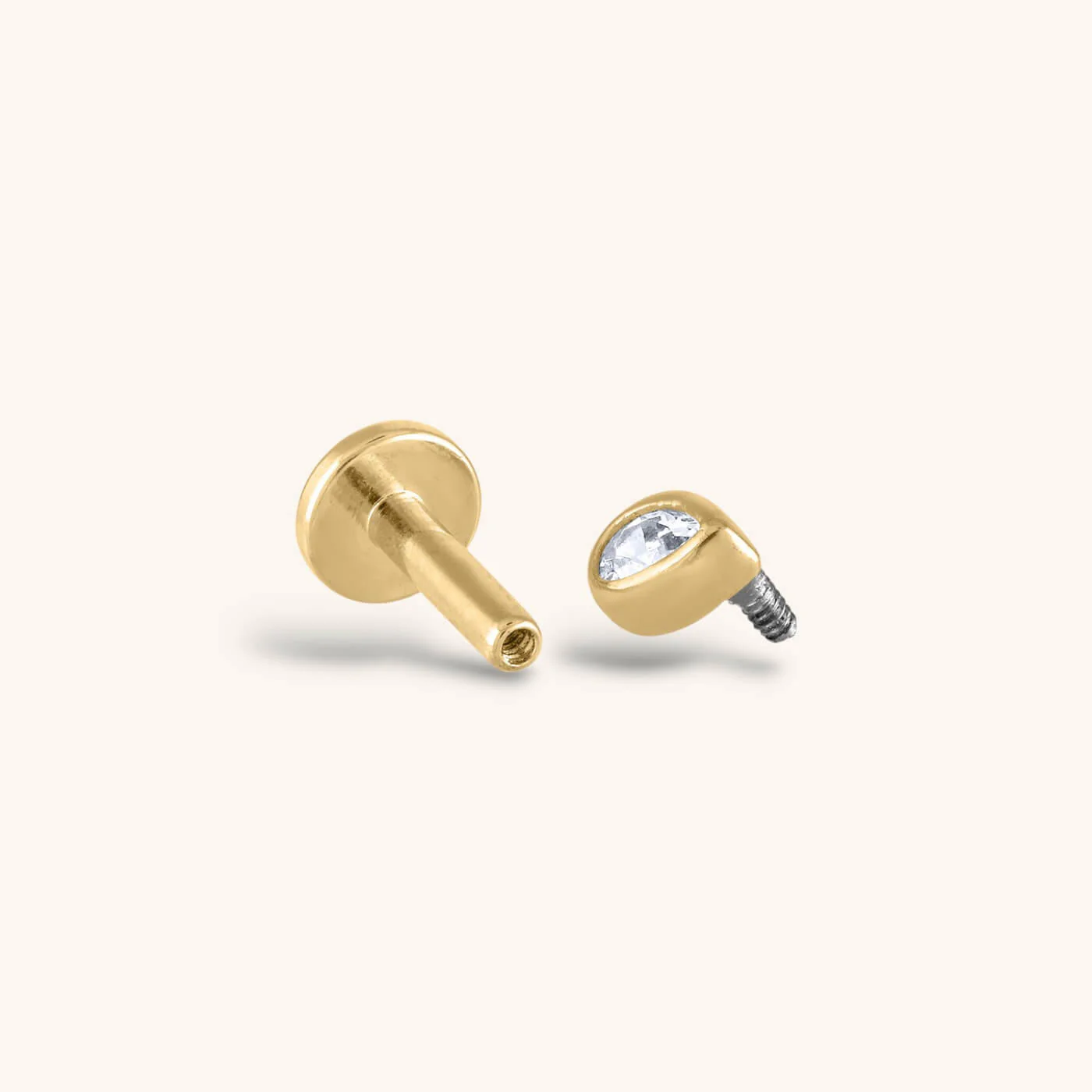 Celestial Crystal Pear Bezel Solitaire Threaded Flat Back Earring - Image 3