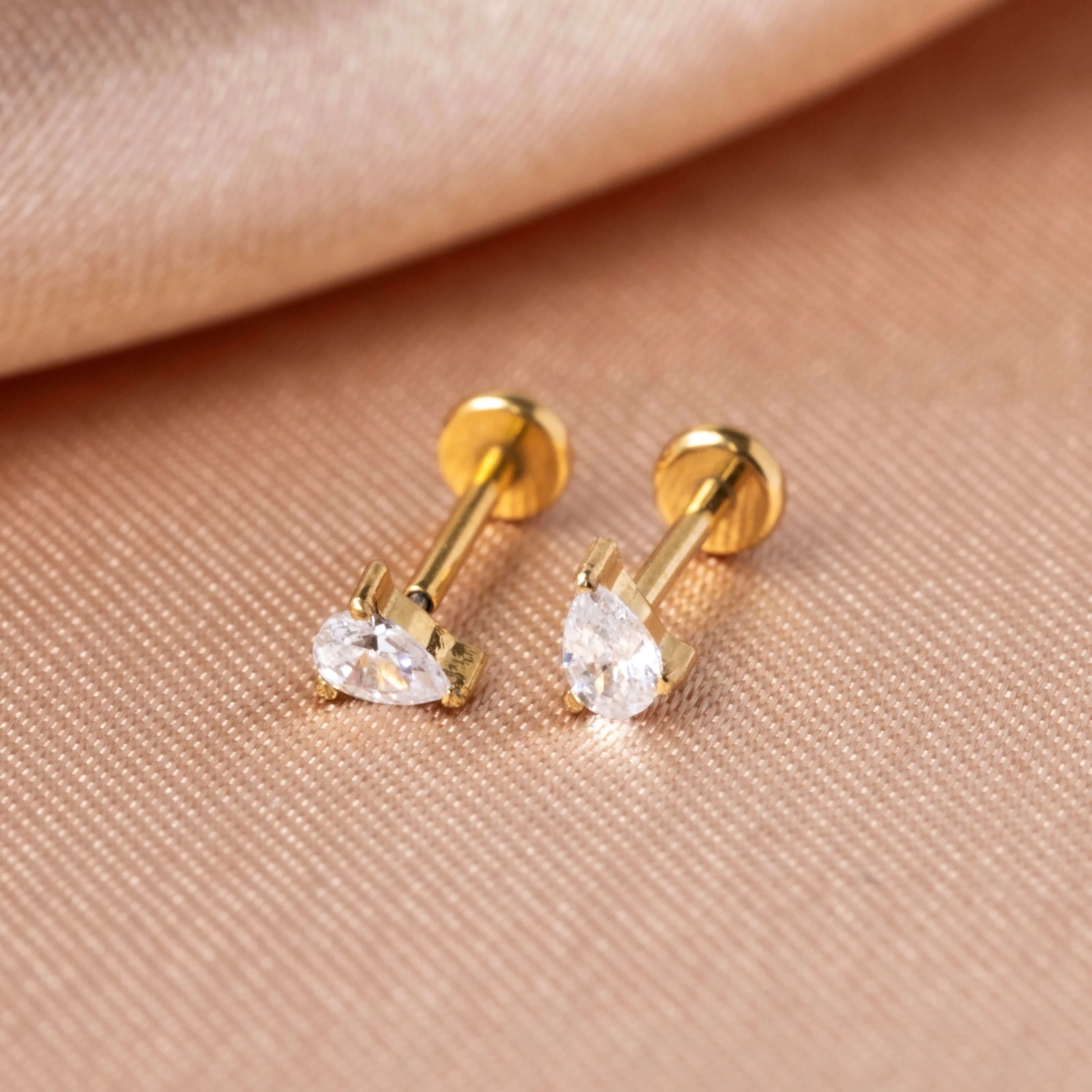 Celestial Crystal Pear Nap Earrings, 3mm - Image 7