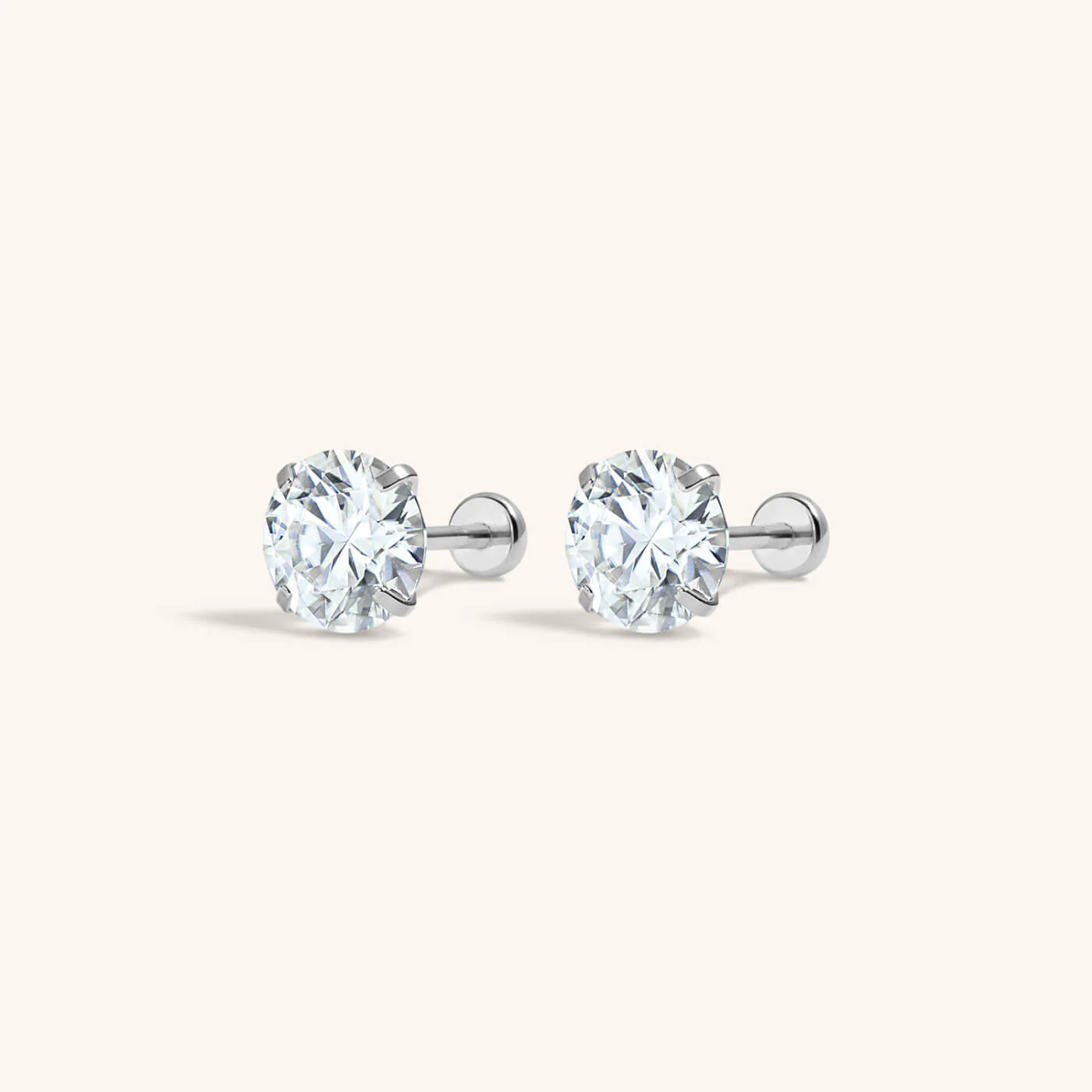 Celestial Crystal Solitaire Nap Earrings, 6mm - Image 6