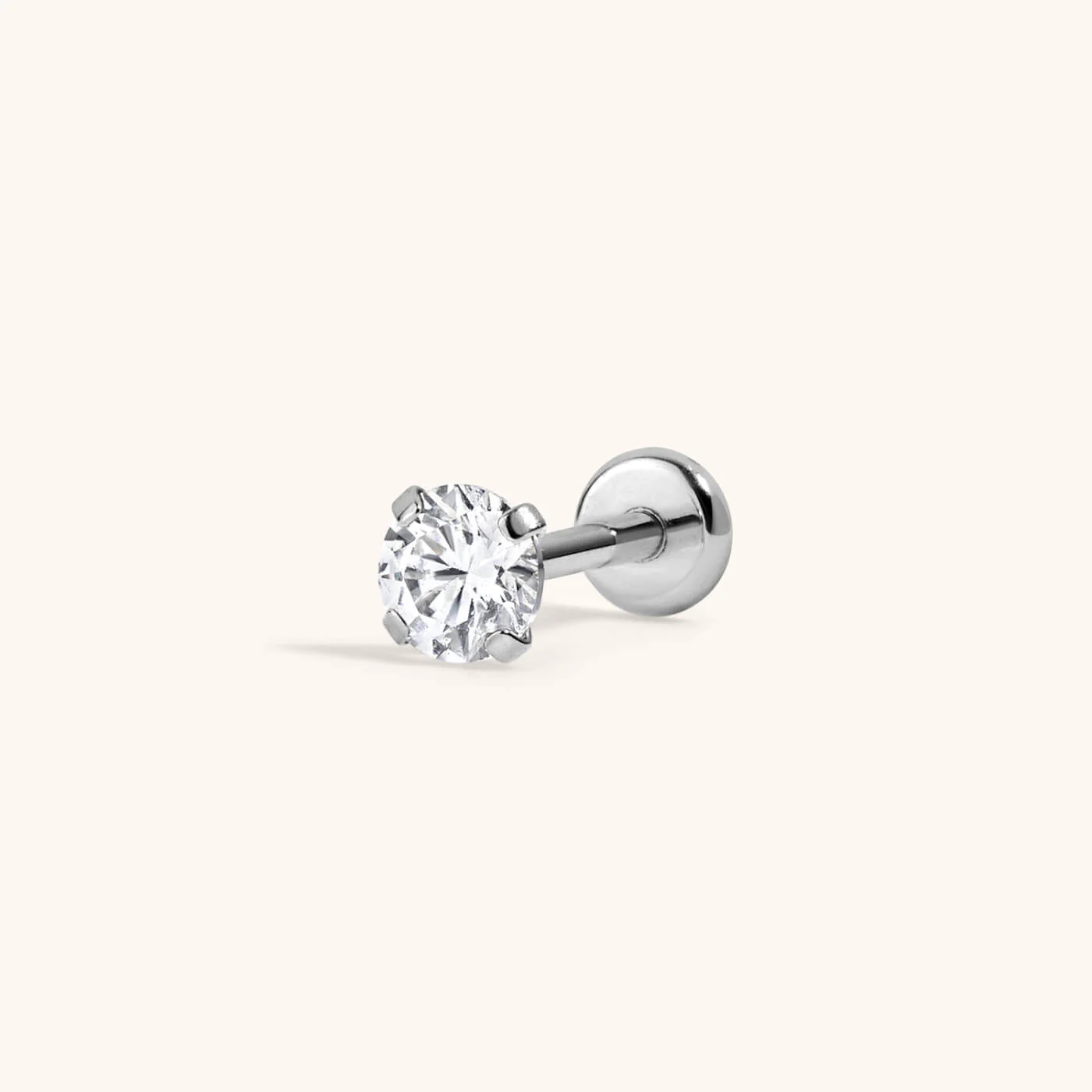 Celestial Crystal Solitaire Push Pin Flat Back Earring - Image 4