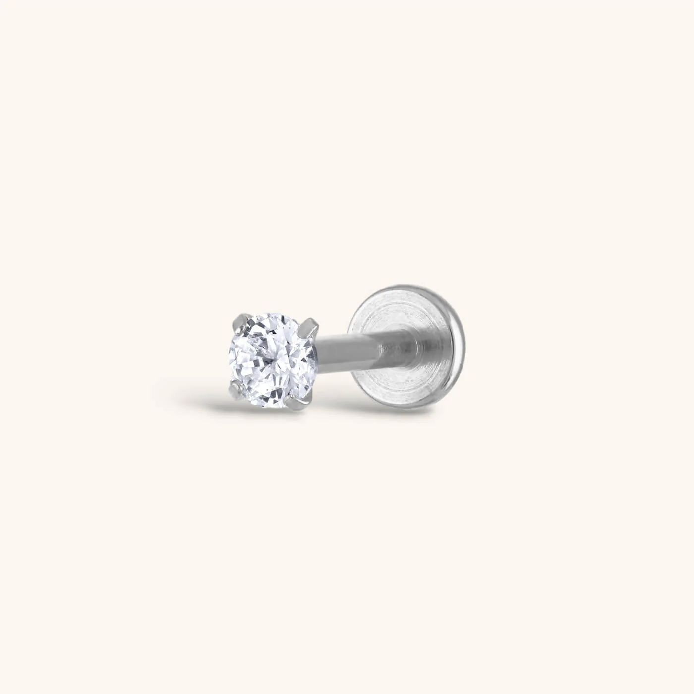 Celestial Crystal Solitaire Threaded Flat Back Earring - Image 3