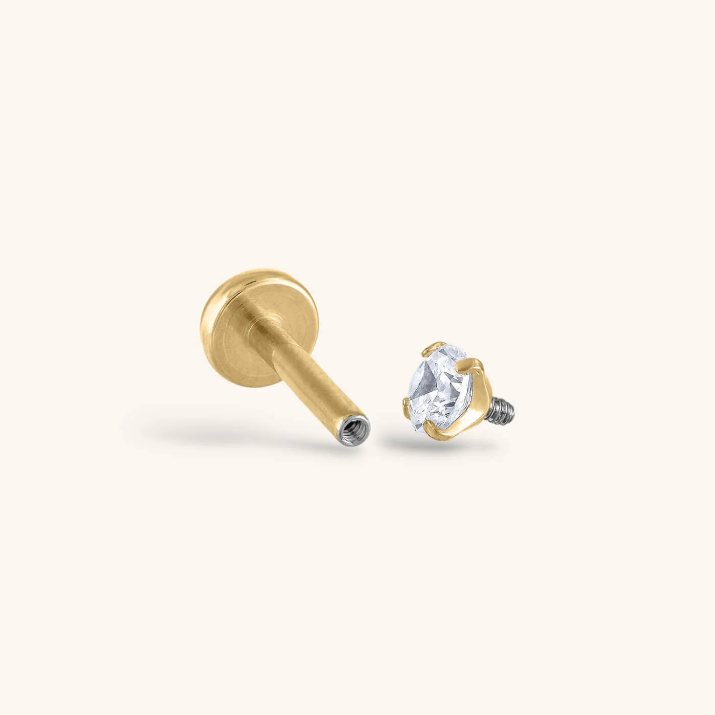 Celestial Crystal Solitaire Threaded Flat Back Earring - Image 4