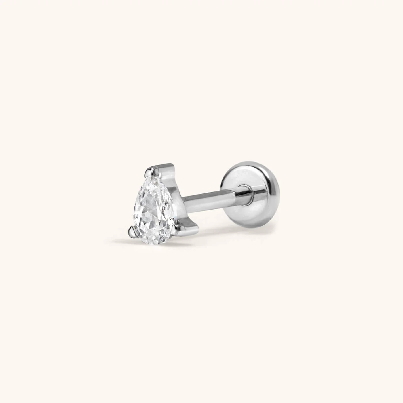 Crystal Pear Push Pin Flat Back Earring, 3mm - Image 4