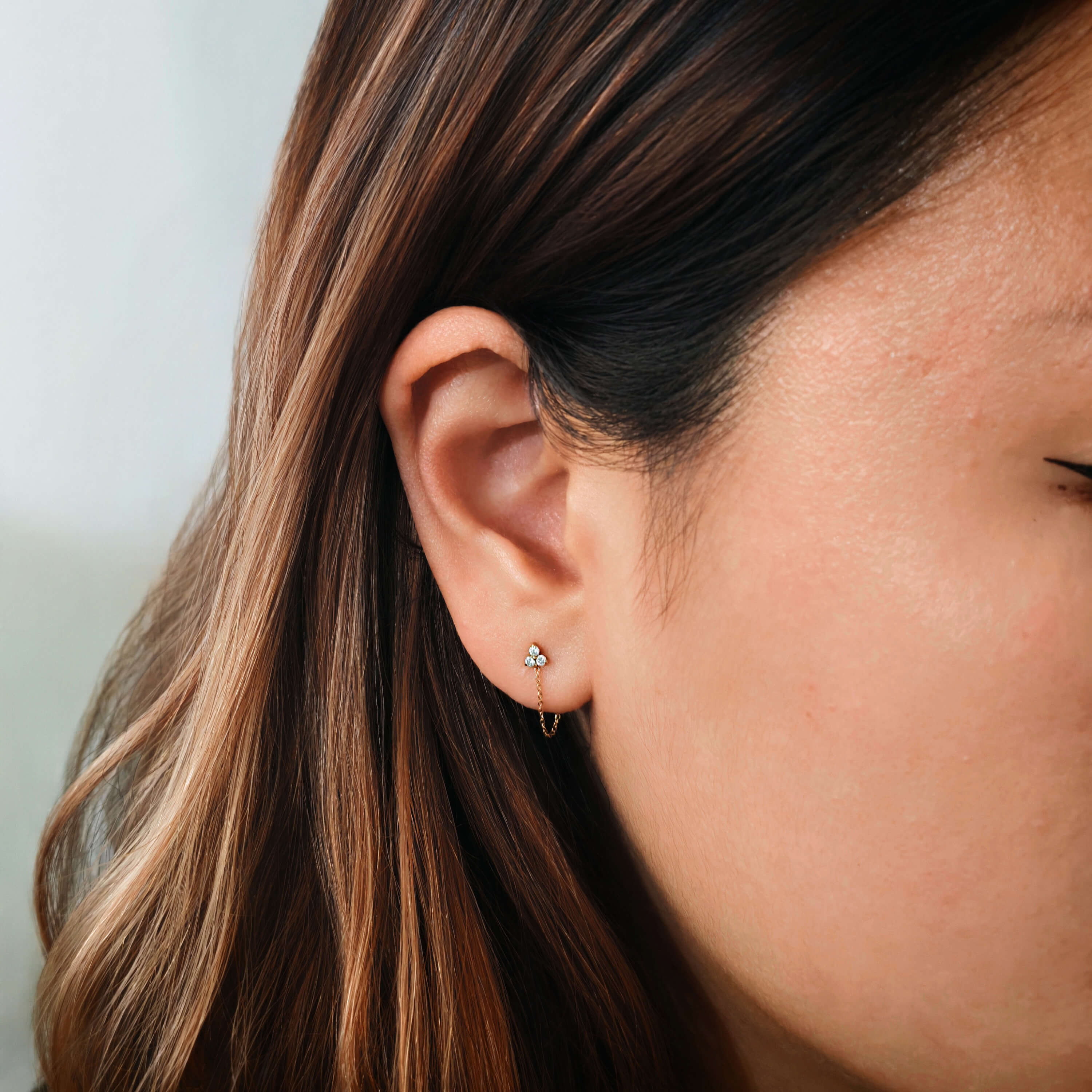 Crystal Trinity Chain Nap Earrings - Image 3