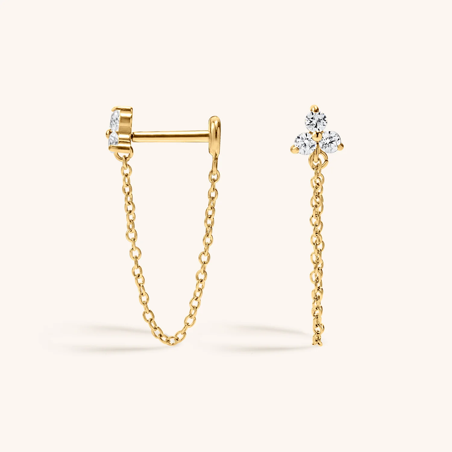 Crystal Trinity Chain Nap Earrings - Image 4