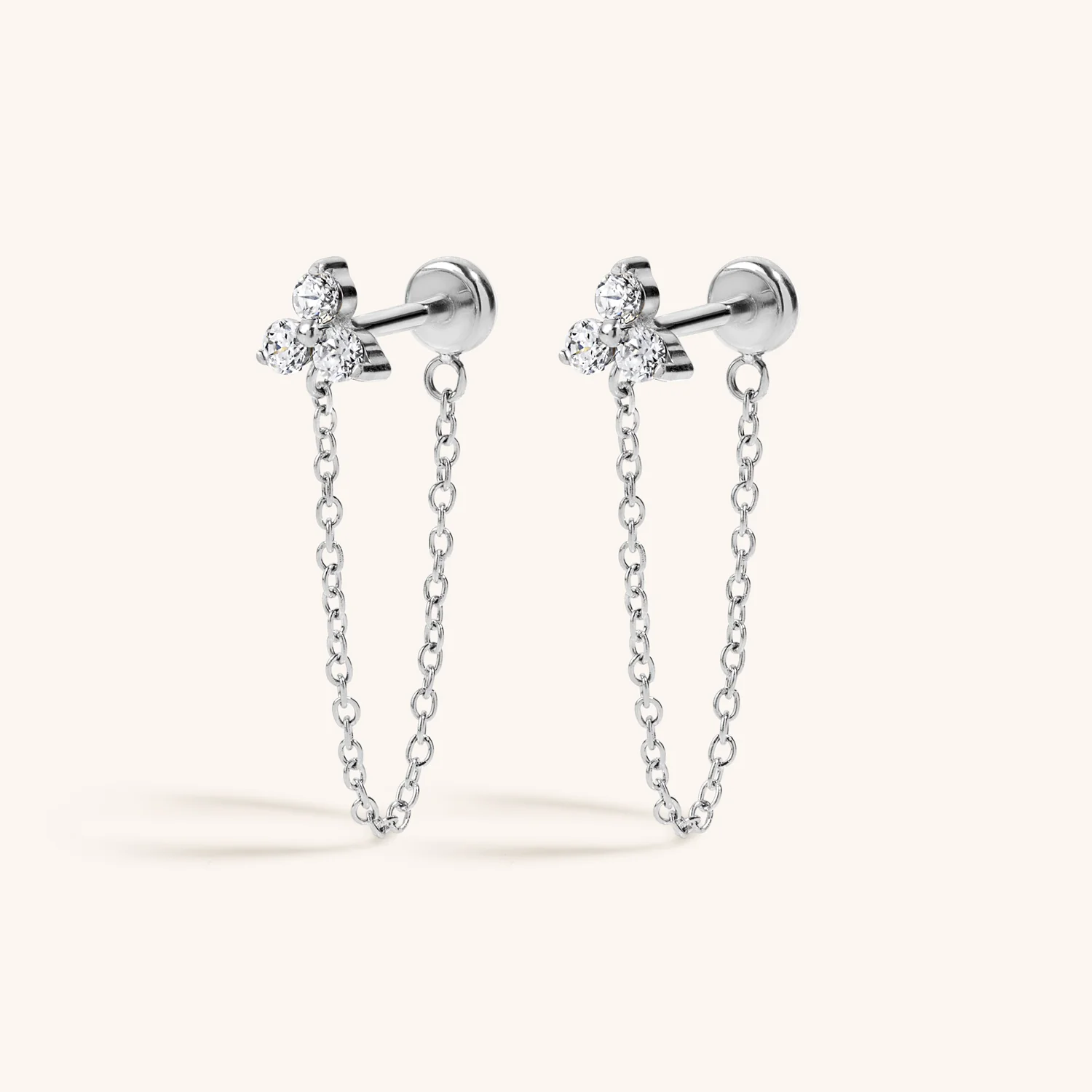 Crystal Trinity Chain Nap Earrings - Image 5