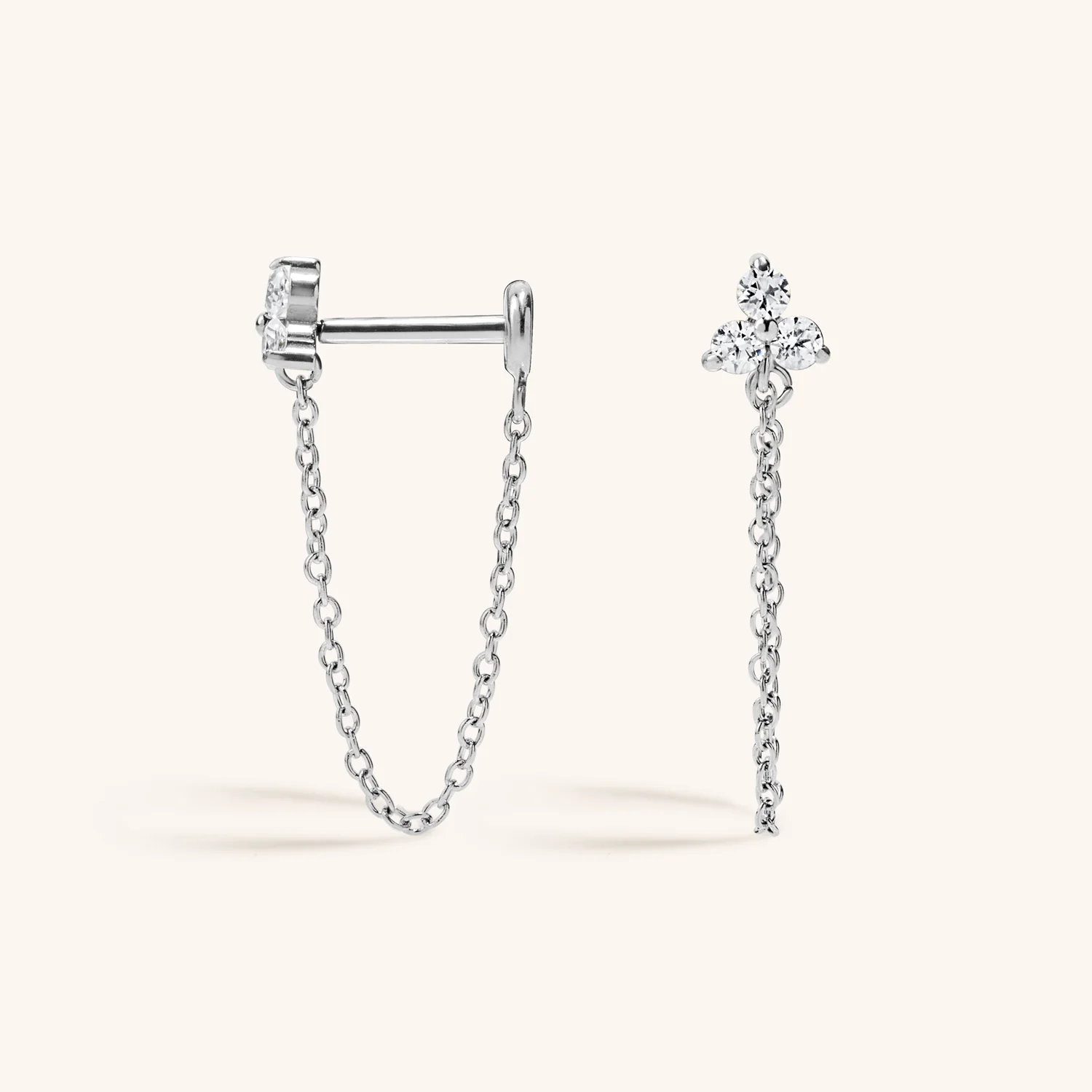 Crystal Trinity Chain Nap Earrings - Image 6