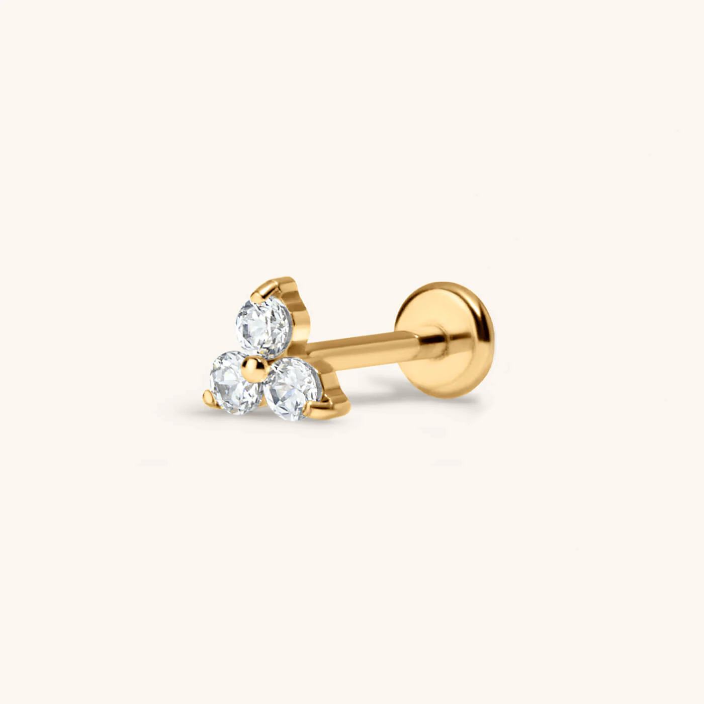 Crystal Trinity Push Pin Flat Back Earring