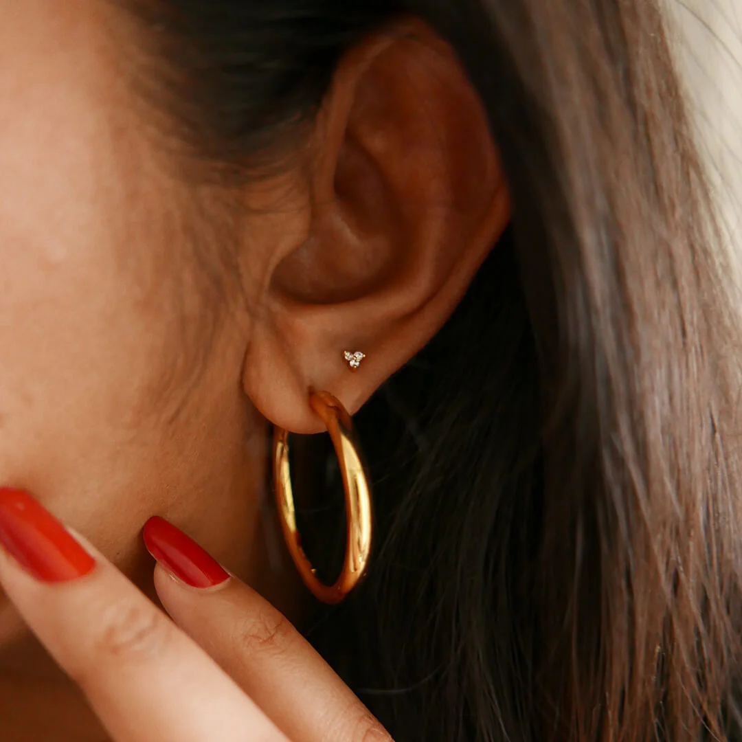 Crystal Trinity Push Pin Flat Back Earring - Image 3
