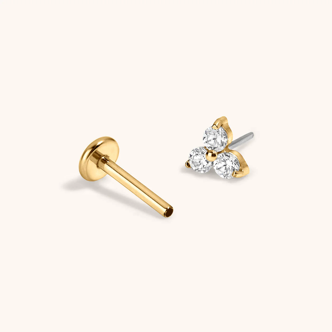 Crystal Trinity Push Pin Flat Back Earring - Image 4