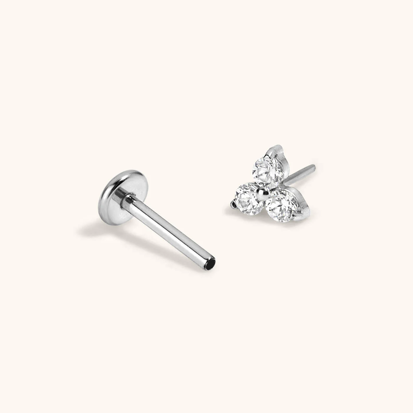 Crystal Trinity Push Pin Flat Back Earring - Image 6