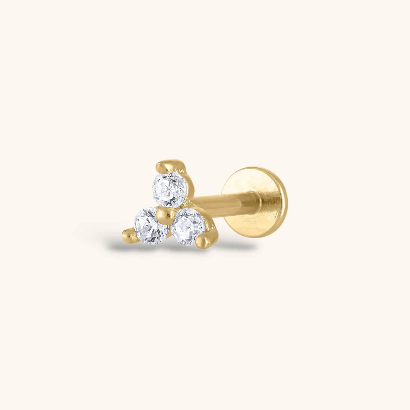 Crystal Trinity Threaded Flat Back Earring - Image 3