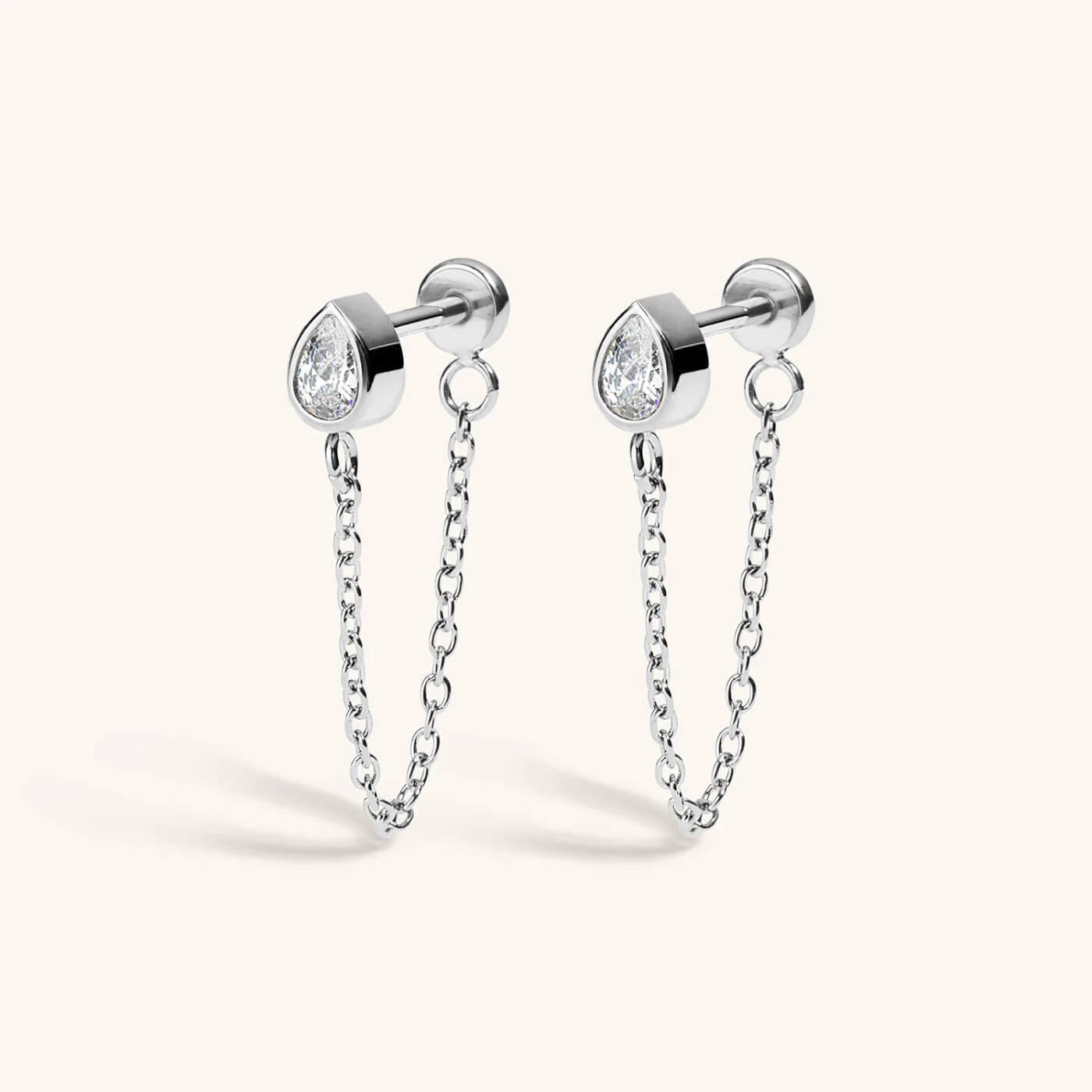 Bezel Pear Chain Nap Earrings - Image 6