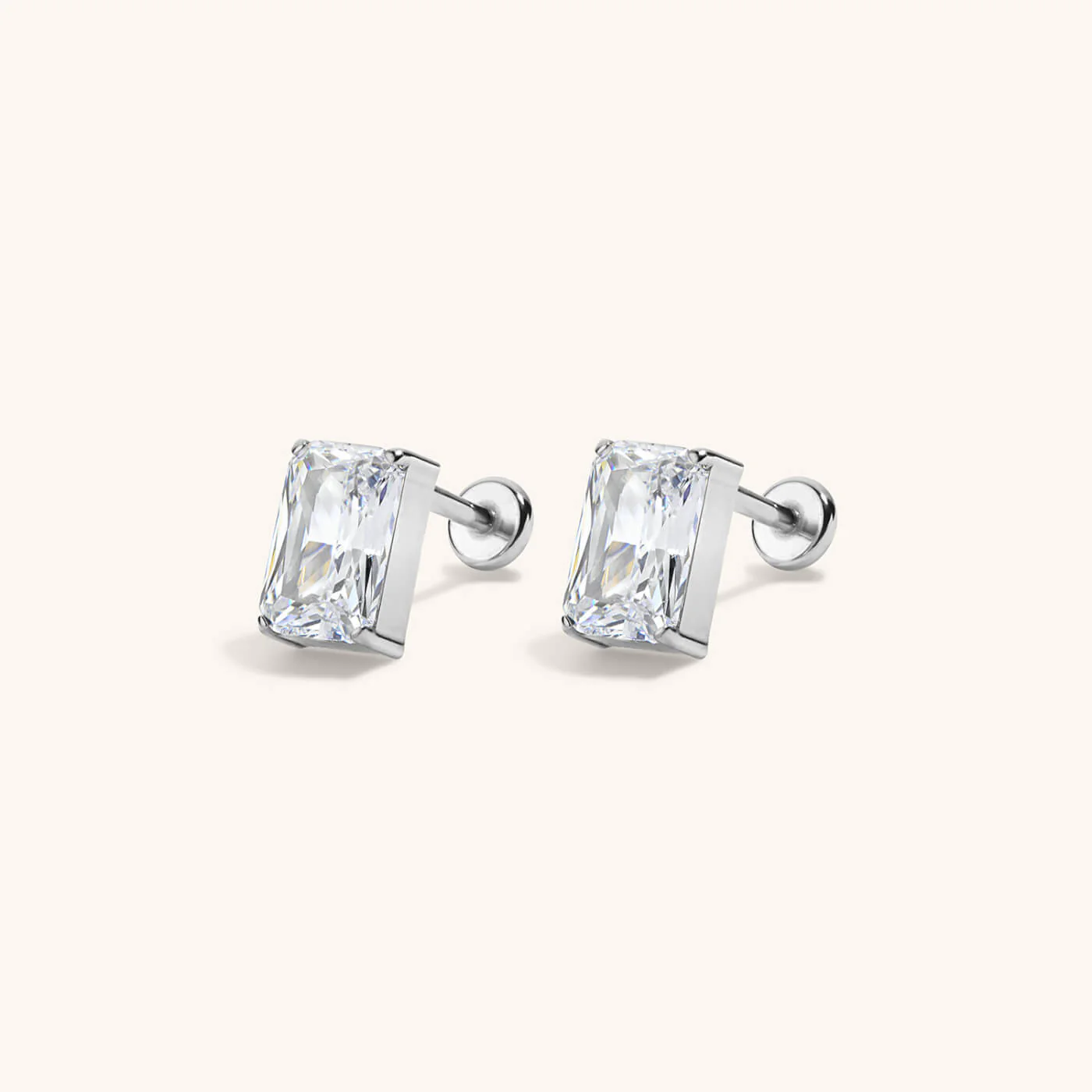 Celestial Crystal Emerald-Cut Nap Earrings, 6mm - Image 4