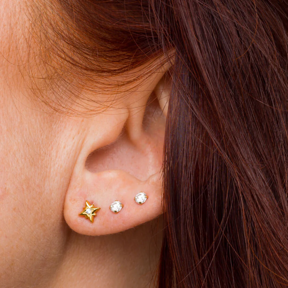 Moissanite Nap Earrings, 3mm - Image 3