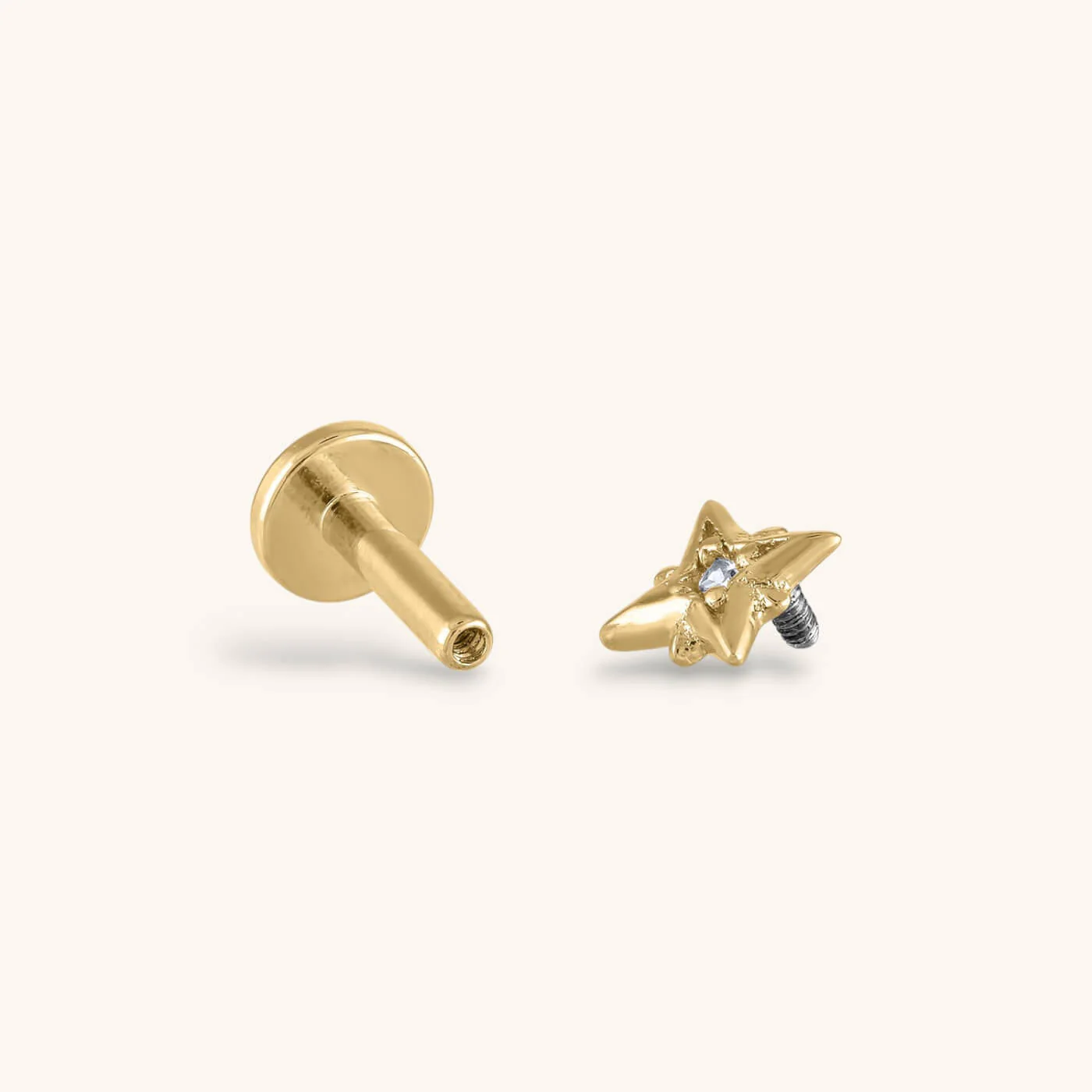 North Star Threaded Flat Back Earring - Image 3