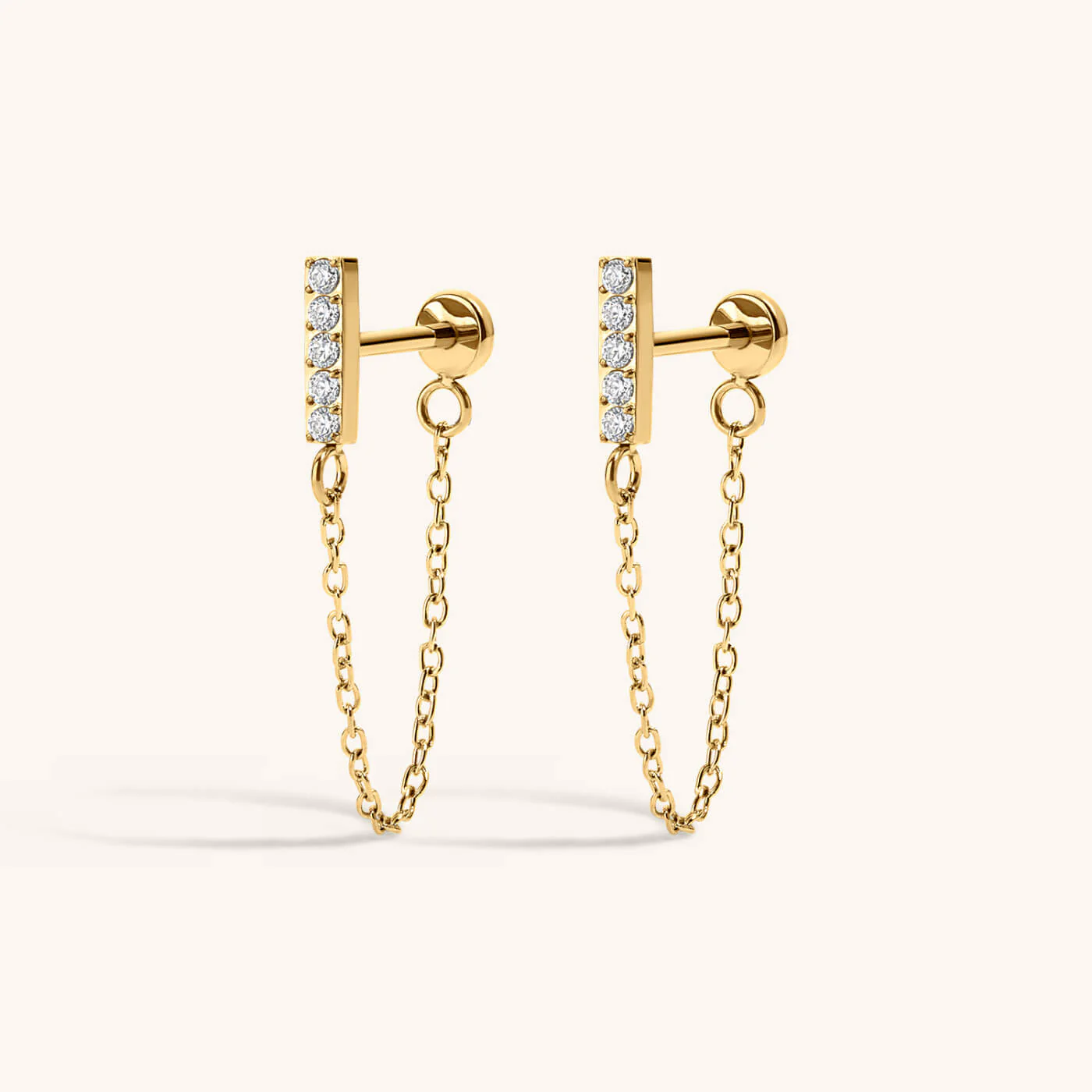 Pave Bar Chain Nap Earrings