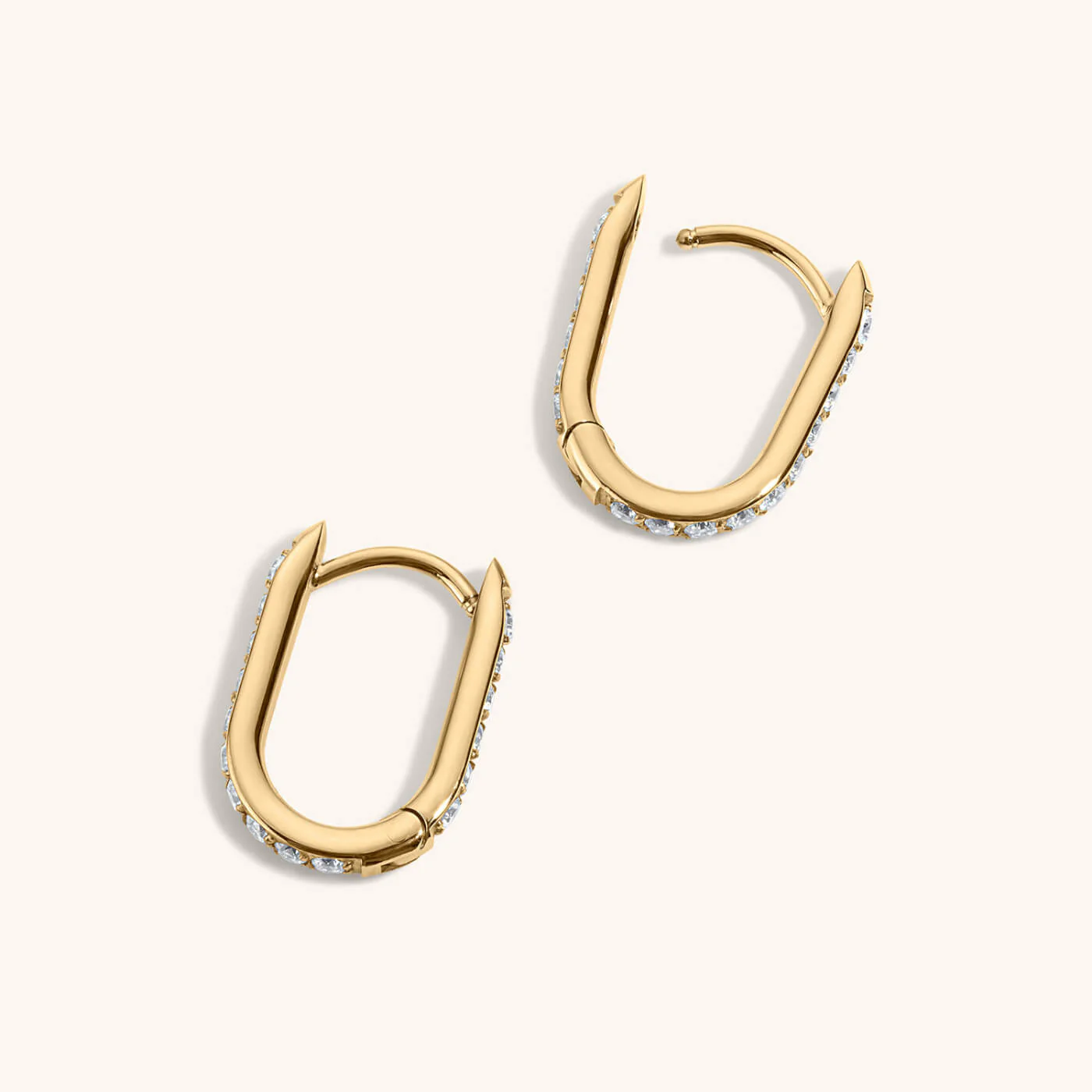 Pavé Halo Oval Hoops, 15mm - Image 3
