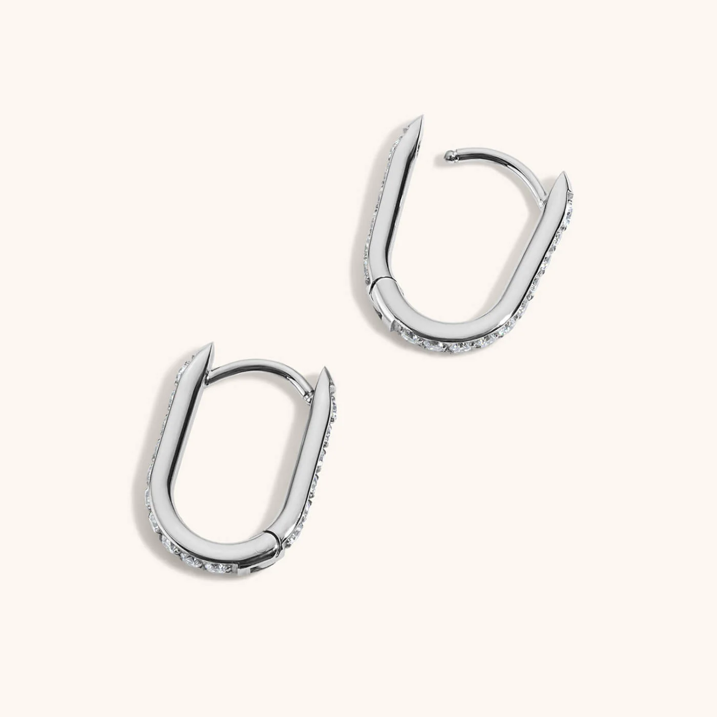 Pavé Halo Oval Hoops, 15mm - Image 6