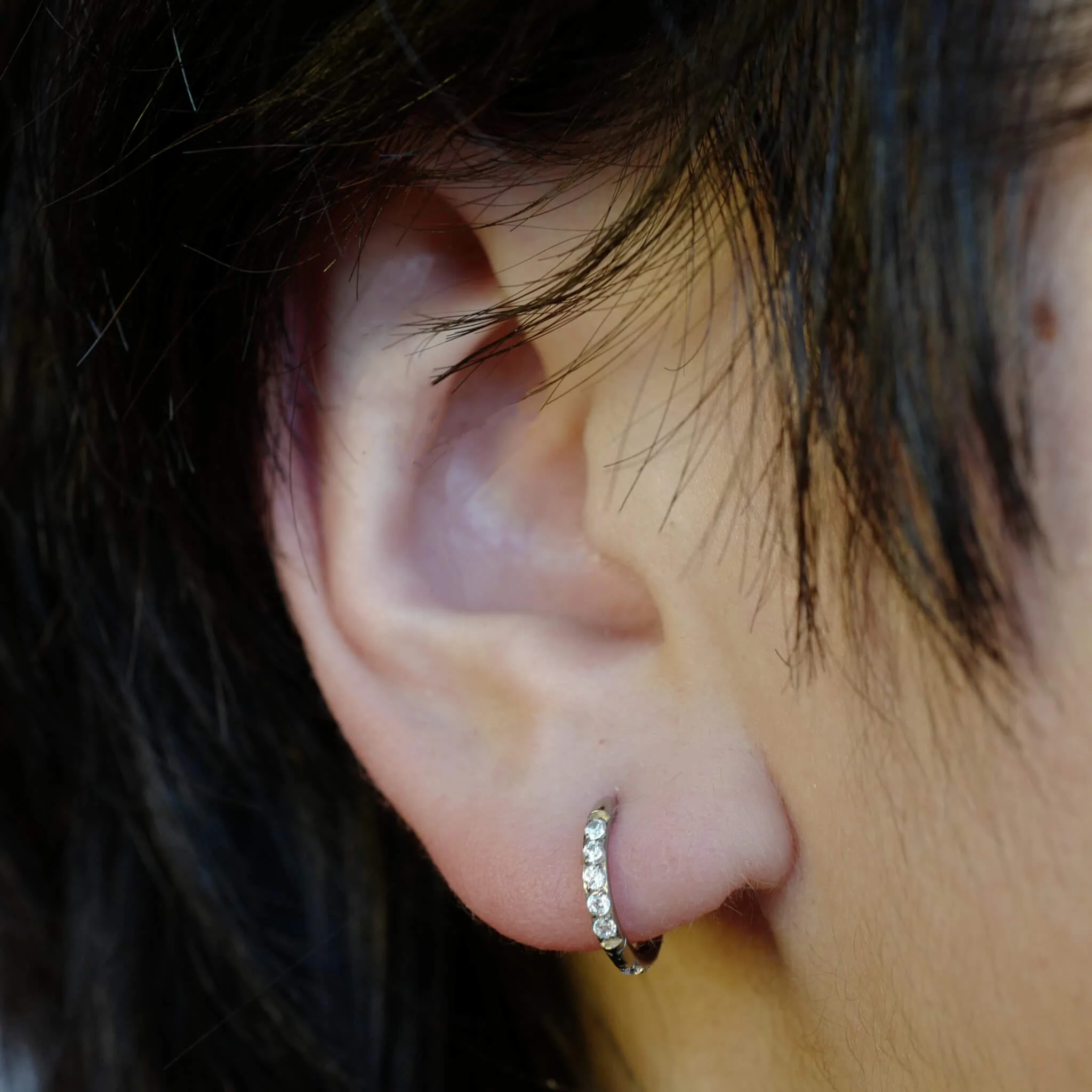 Pavé Huggie Hoops, 11mm - Image 7