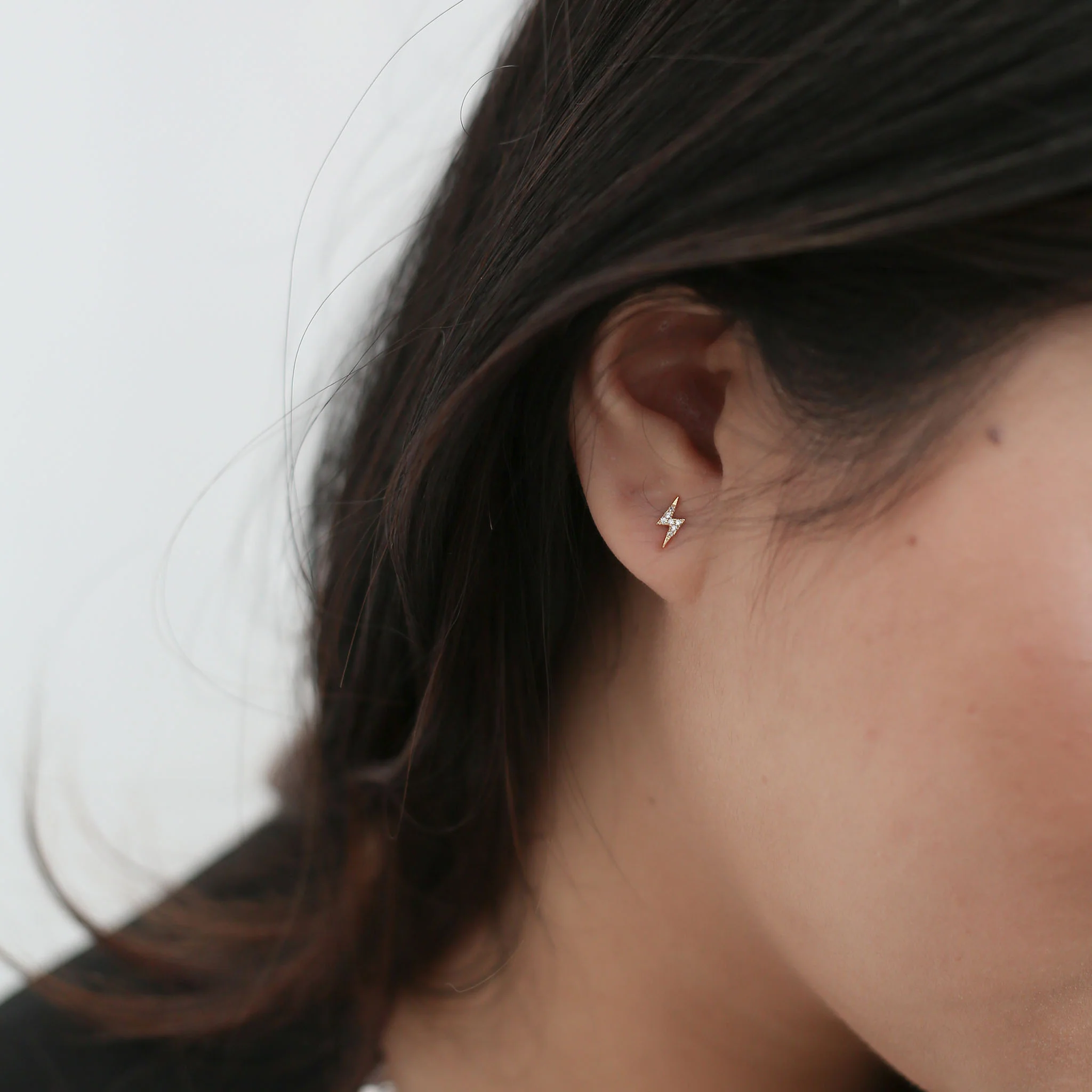 Pave Lightning Ball Back Earrings in 14k Gold - Image 2