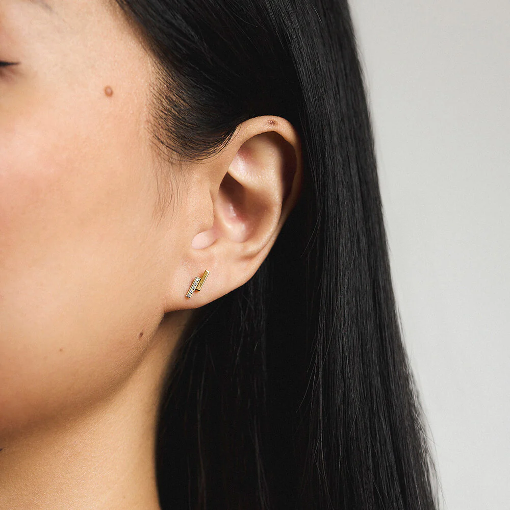 Pave Lightning Bar Nap Earrings - Image 2