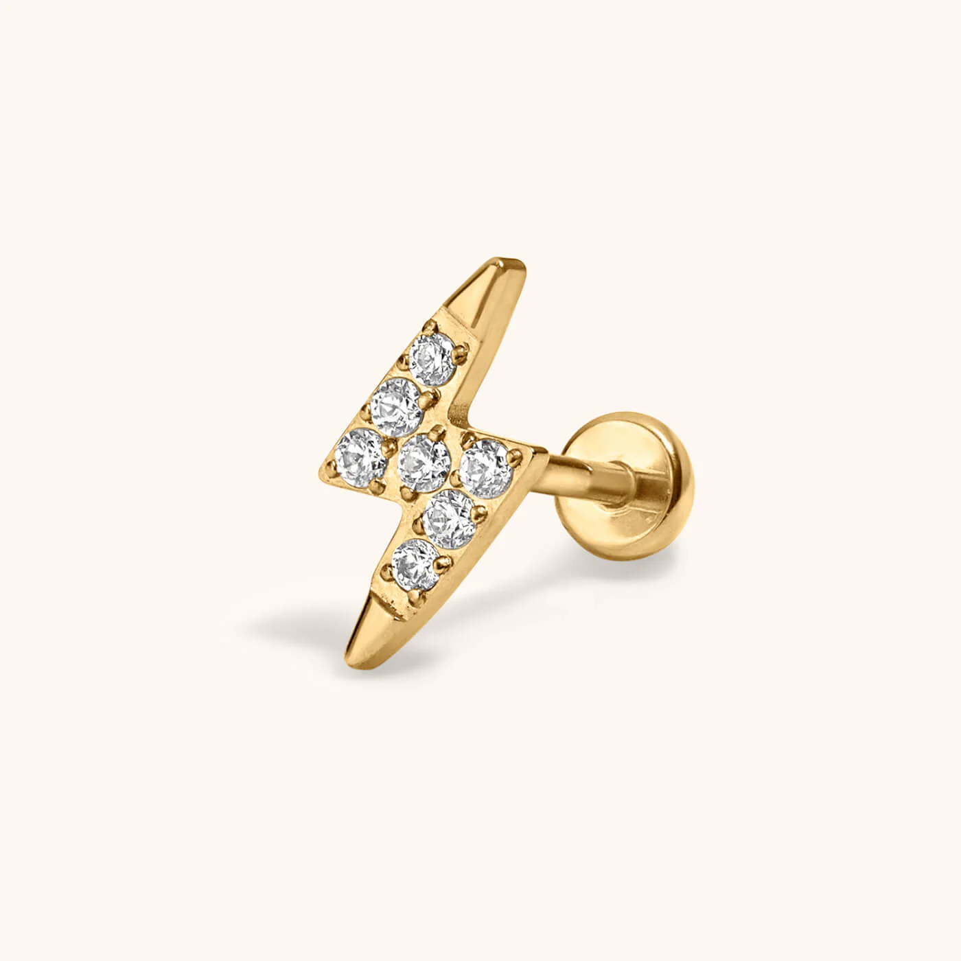 Pave Lightning Push Pin Flat Back Earring