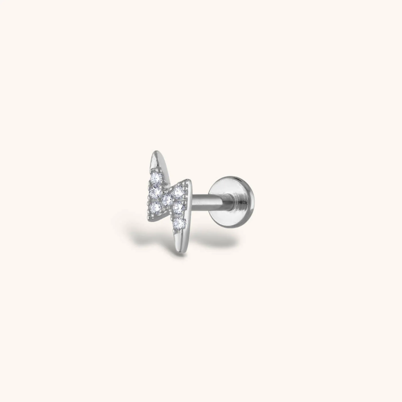 Pave Lightning Threaded Flat Back Earring - Image 4