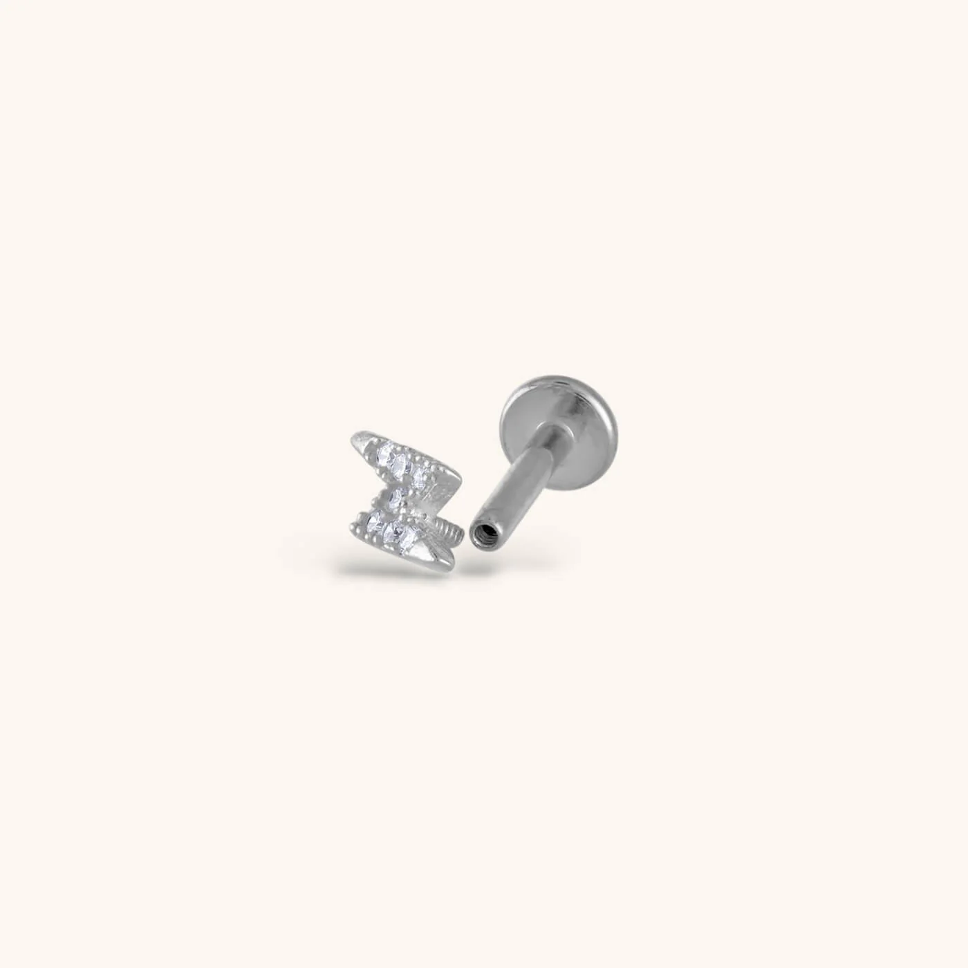 Pave Lightning Threaded Flat Back Earring - Image 5