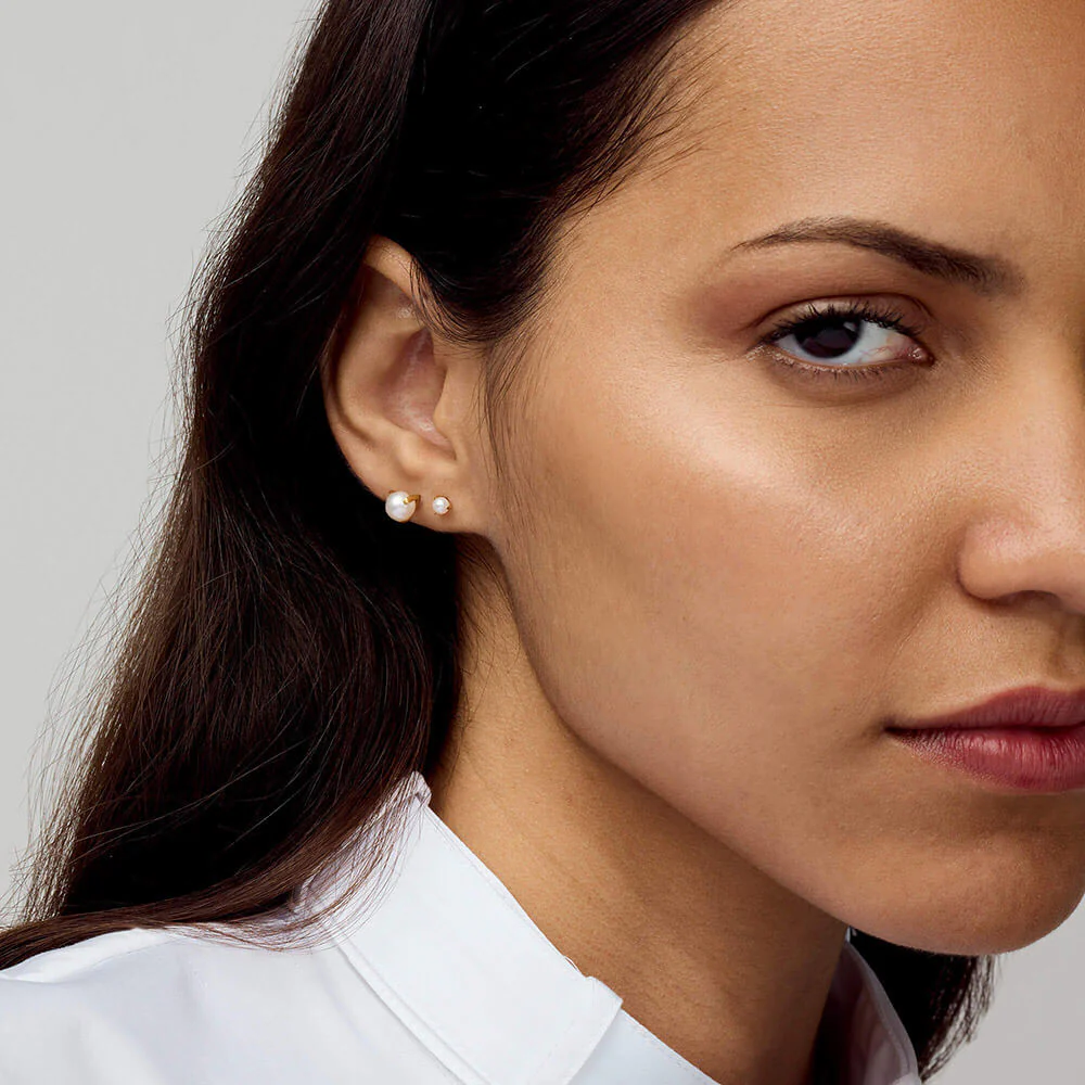 Pearl Nap Earrings, 3mm - Image 4