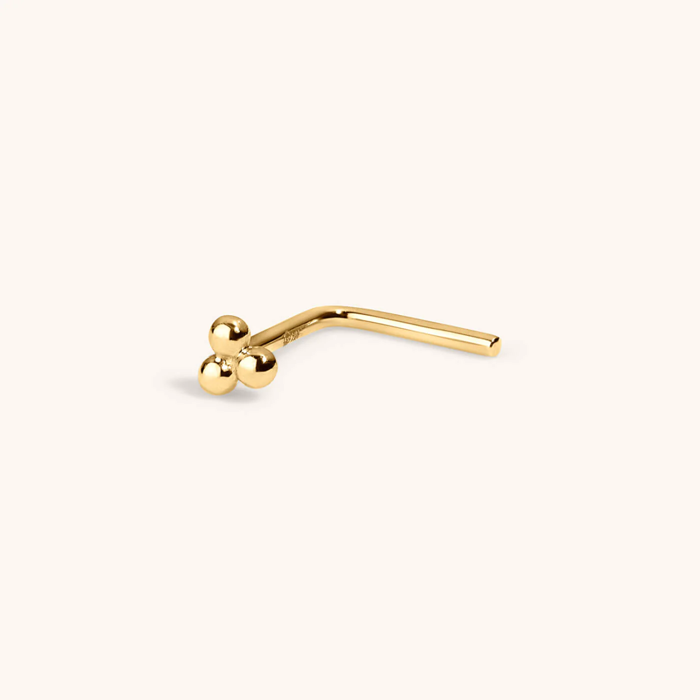 Trinity Stud L-Shape Nose Ring in 14k Gold - Image 4